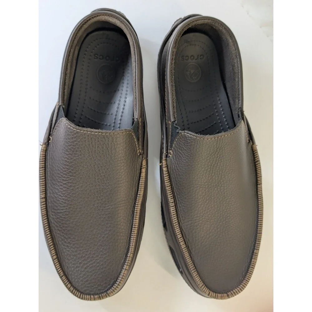 Crocs Tideline Sport Leather Loafers Men’s Size 11 Espresso Dark Brown #12197